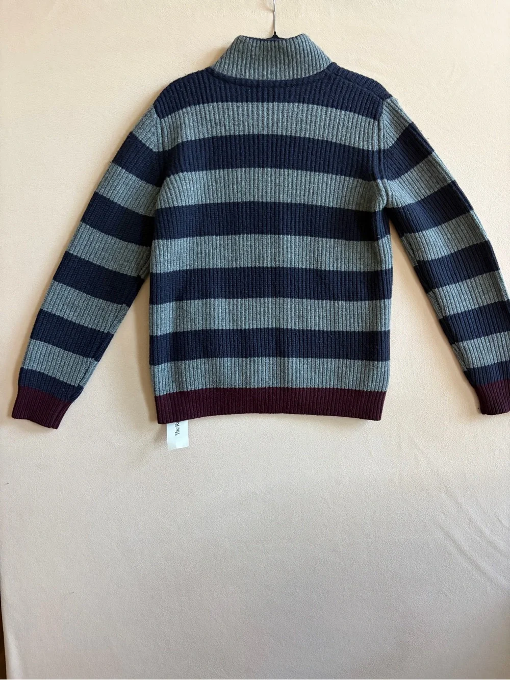 Roberto Collina Men’s Italy Striped Ribbed Wool Knit Zip Cardigan size 48 or M